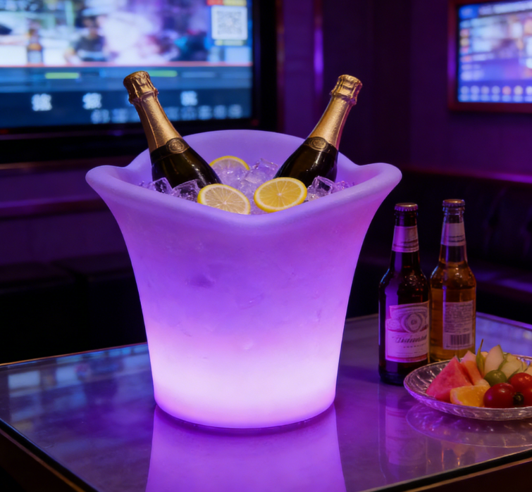 Colorful luminous PE material three petals LED ice bucket