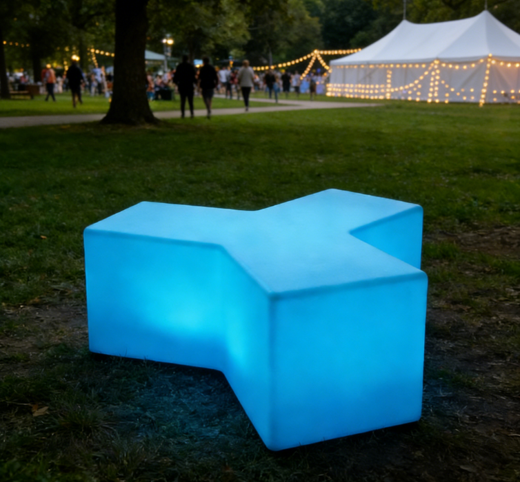 RGB LED Y-Shaped Stool - Illuminated Multi-Person Glowing Bench for Bar, Party & Patio