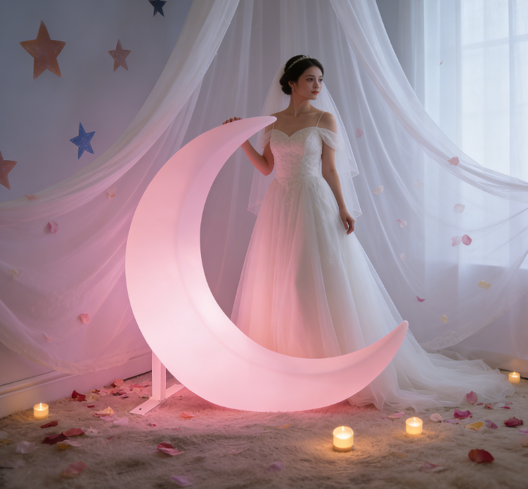 LED Moon Light Chair Modern Design Outdoor Waterproof Moon Swing for Park Courtyard & Homestay Plastic Material