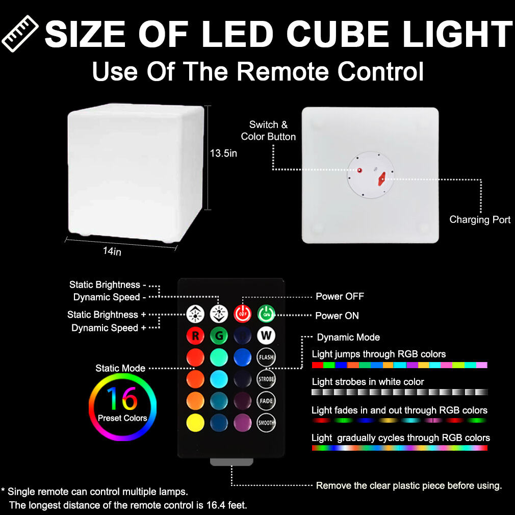 Intelligent Waterproof IP65 Light up Colorful 35cm Chair Remote Control Plastic LED Cube With Battery