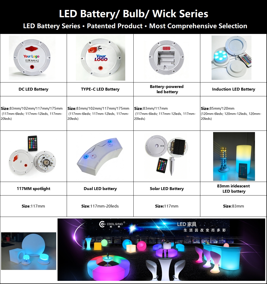 Replacement 117mm spotlight led battery for Cocktail led bar Furniture factory