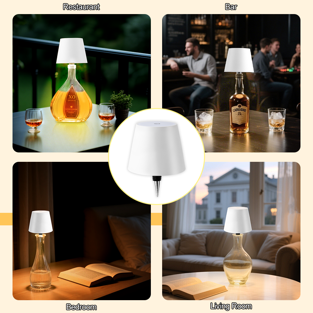 USB rechargeable Bottle lamp touch 3 color dimming light for multi scene compatible factory