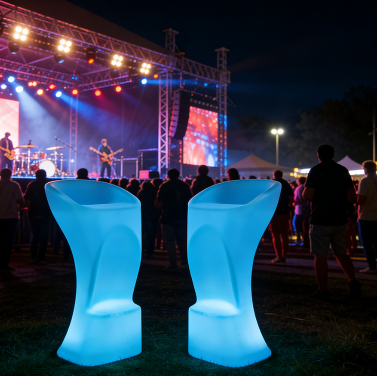 LED illuminated high stool exclusively for party bars