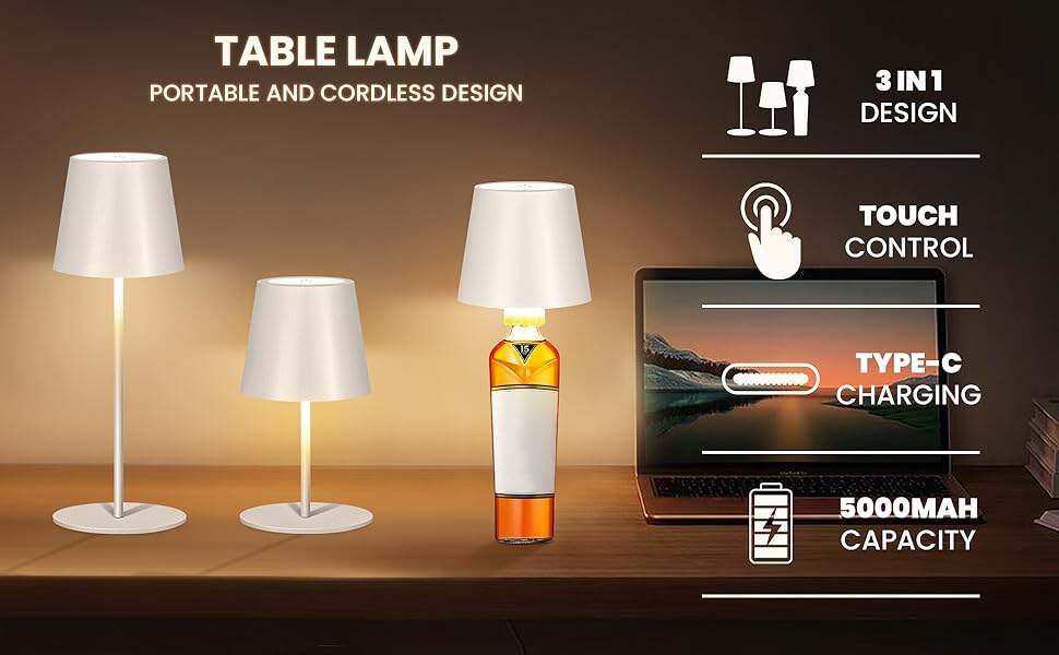 Cordless RGB Bottle  Table Lamp 3 Level Dimming 3 Level Dimming details
