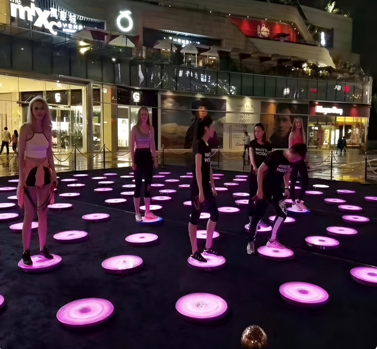 LED Circular Interactive Rainbow Running Screen Light Dance Brick