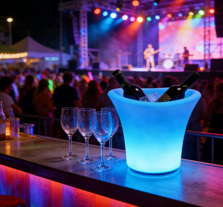 맞춤형 사이즈 아이스 버킷 음료 케이스 방수 플라스틱 LED 아이스 버킷 바 프로모션용