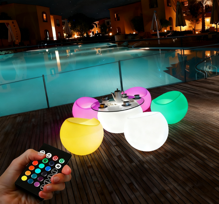 Modern Plastic Wireless Rechargeable LED Table Chair Colors Changing Bar for Beach Outdoor Event Party Restaurant Office Use