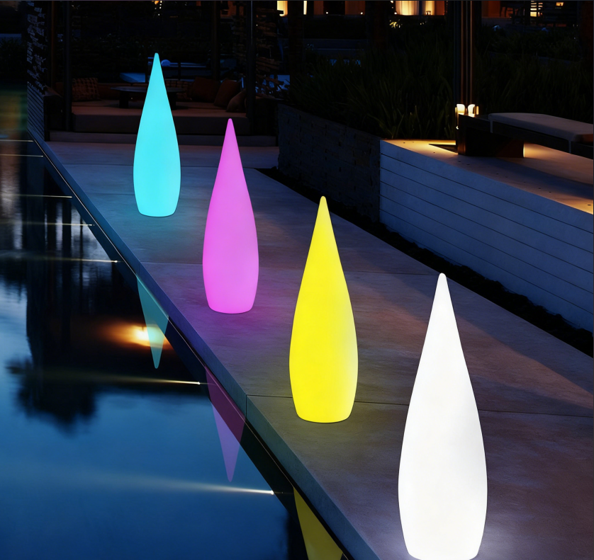 IP65 LED Water Drop Lamp rechargeable RGB 16 colors with remote control Garden Floor Lamp details