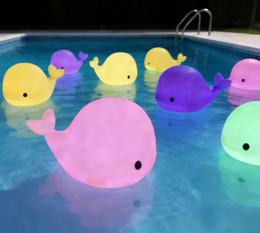 16 Color RGB Remote Control LED Whale Lamp, Cordless Submersible Light with Remote, Cute Animal Night Light for Home Party, Pool Decoration & Kids Gift