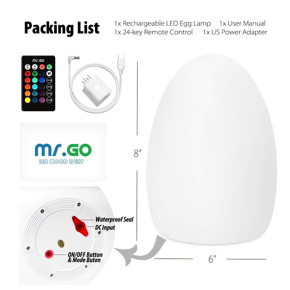  Rechargeable Egg Autistic light RGB IP65 with remote control supplier