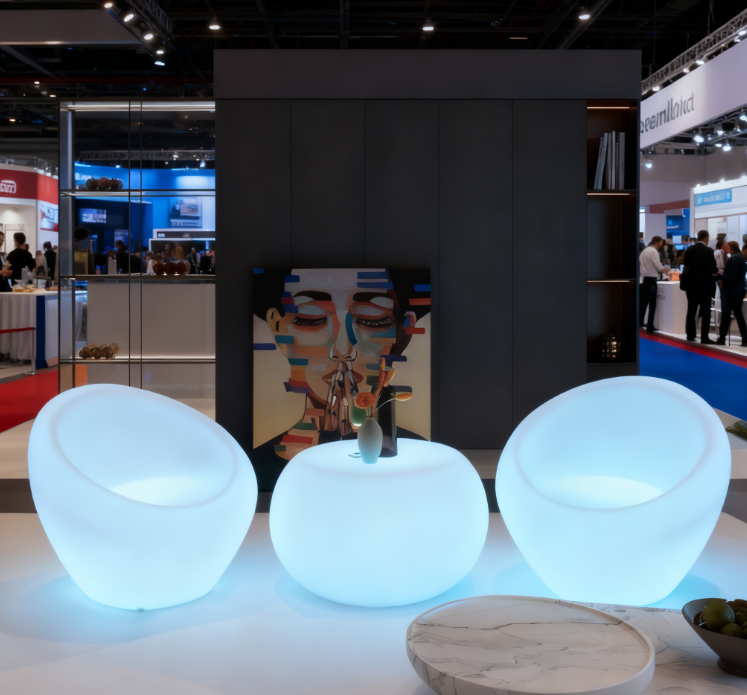 High Quality RGB LED Bar Table and Chair Outdoor Hot-Sale PE Plastic Furniture for Party Events Premium RGB Chair Bar Stool