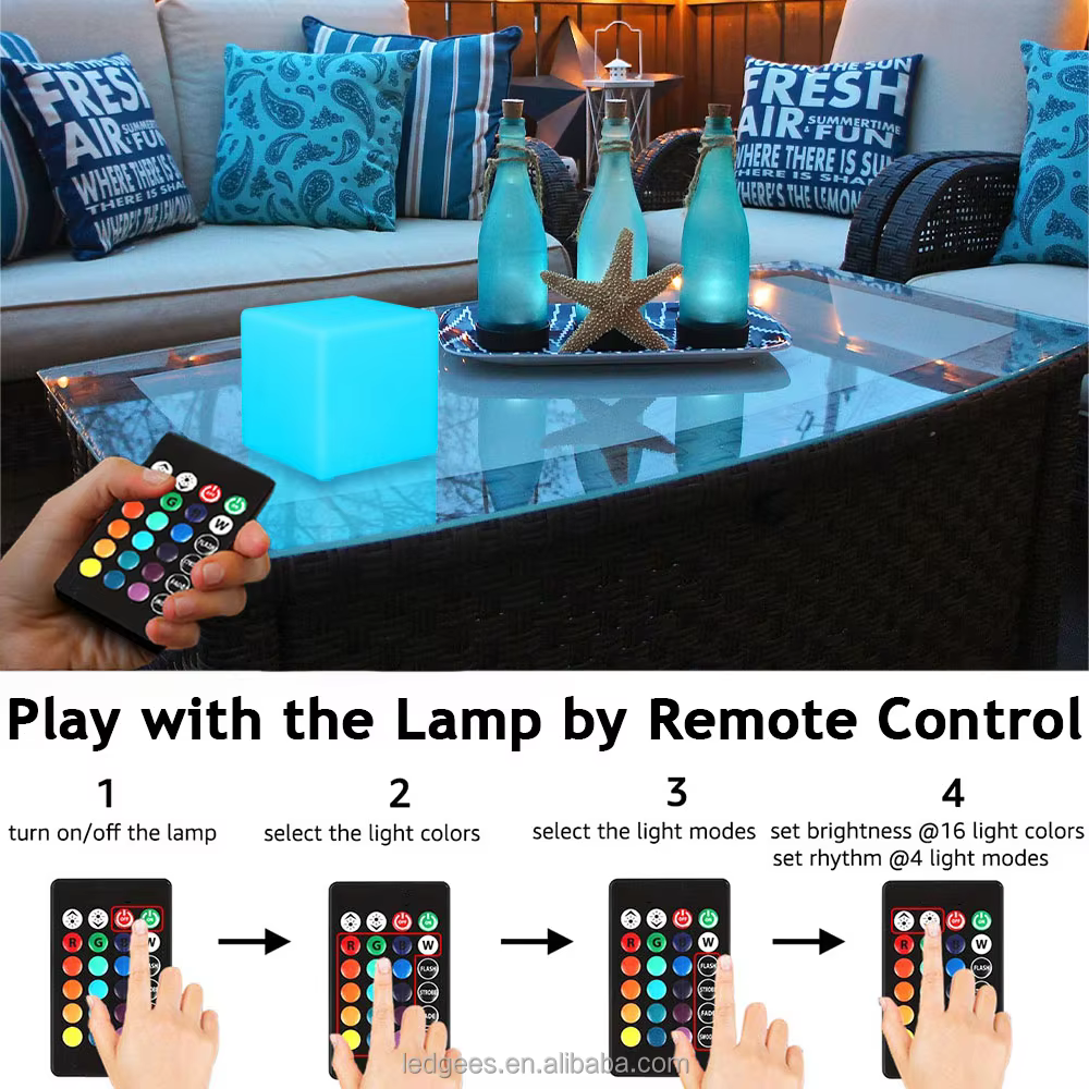 15cm/5.9-inch LED Glowing Cube Square Stool IP65 Outdoor Waterproof Cube Light LED Remote Controlled Cube details