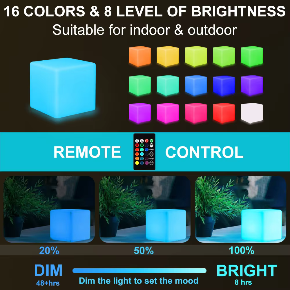product 10cm waterproof 16 color change led cube for night club or bar or home indoor led cube light ip65 outdoor led cube lamp-2