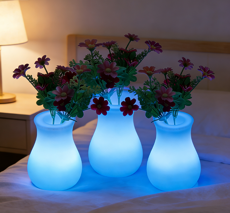Remote Contral Dimmable Rechargeable Led Vase Light Night for Bedroom Living Room Apartment Hotel Villa Bar Reception Decor
