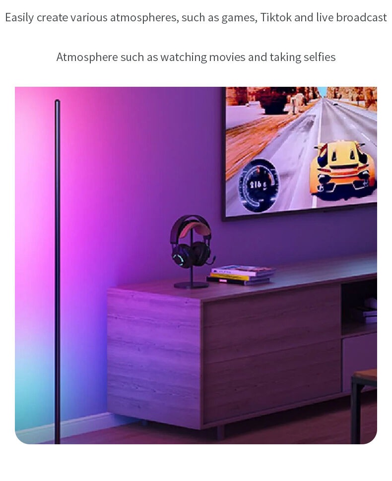 RGB Smart Music Voice Control Corner LED Floor Lamp for Home game Decor details