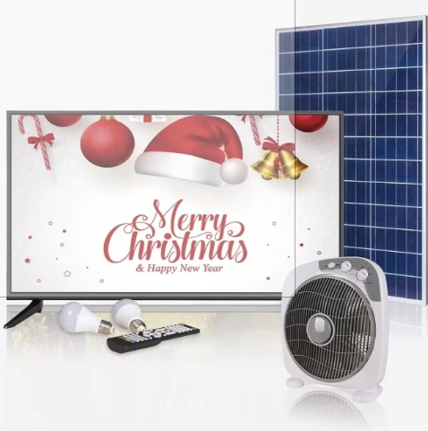 Téléviseur intelligent Demax de 32 pouces à énergie solaire | Téléviseur avec batterie rechargeable alimentée par le soleil et panneau solaire de 60 W | Hors réseau