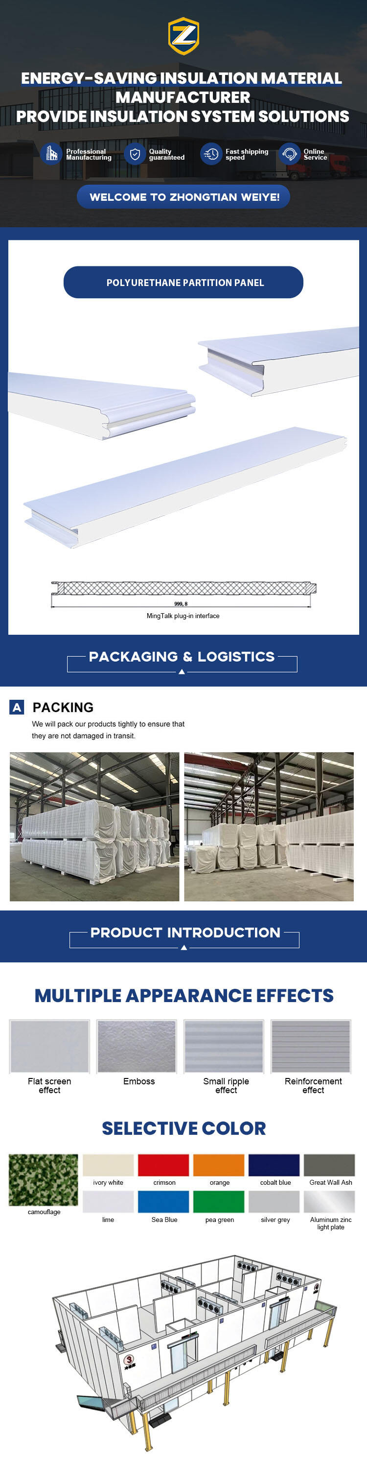 PU Insulated Sandwich Panel For Wall Cladding factory