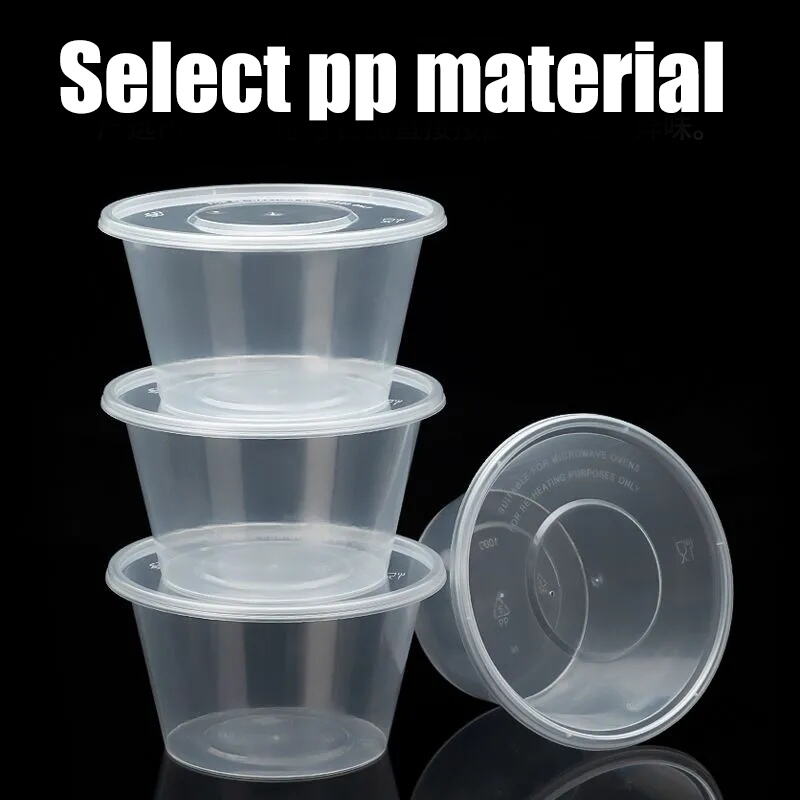 Food-Grade Plastic Round Takeaway Bowl - Transparent Leakproof Microwave-Safe Disposable Container for Hot & Cold Meals, Catering & Delivery