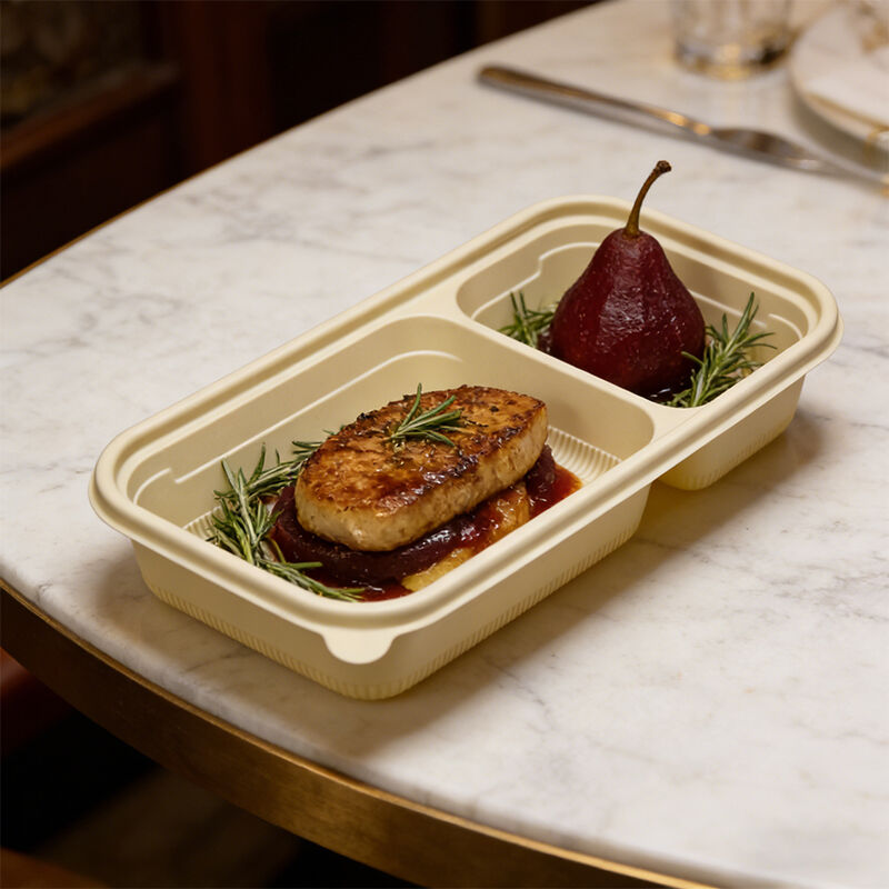 Corn Starch Disposable Food Containers, Rectangular Microwavable Takeout Boxes