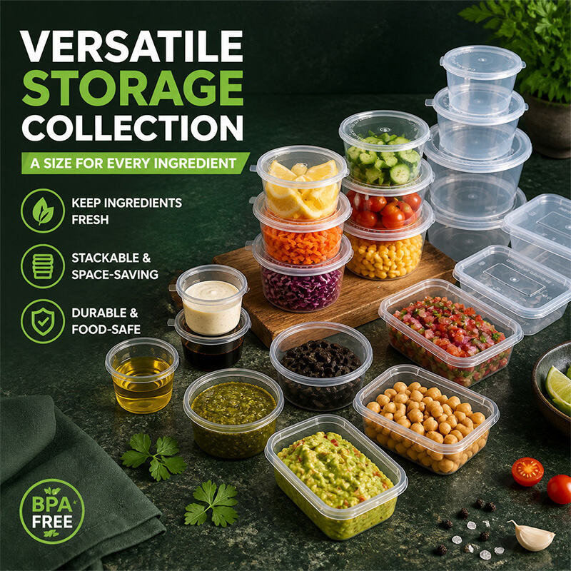 Disposable Plastic PP Sauce Dipping Cups Box Disposable Food Takeout Round Plastic Tub Storage Bowl With Lid
