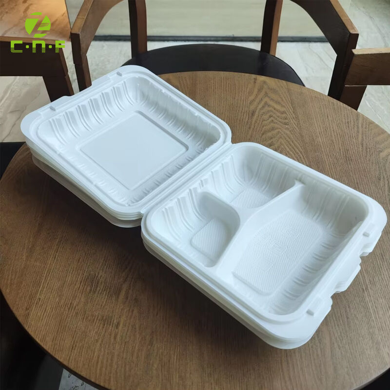 Food-Grade MFPP Microwave-Safe Hinged Clamshell Hamburger Container Greaseproof Leakproof for Disposable Lunch Box