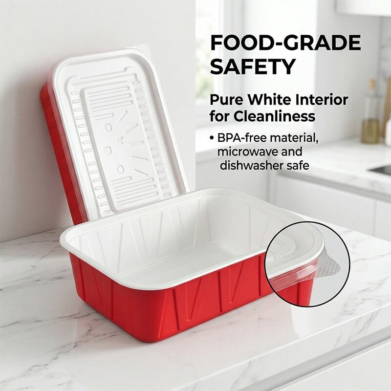 Disposable Red & White Takeaway Food Containers Microwave Safe Lunch ...