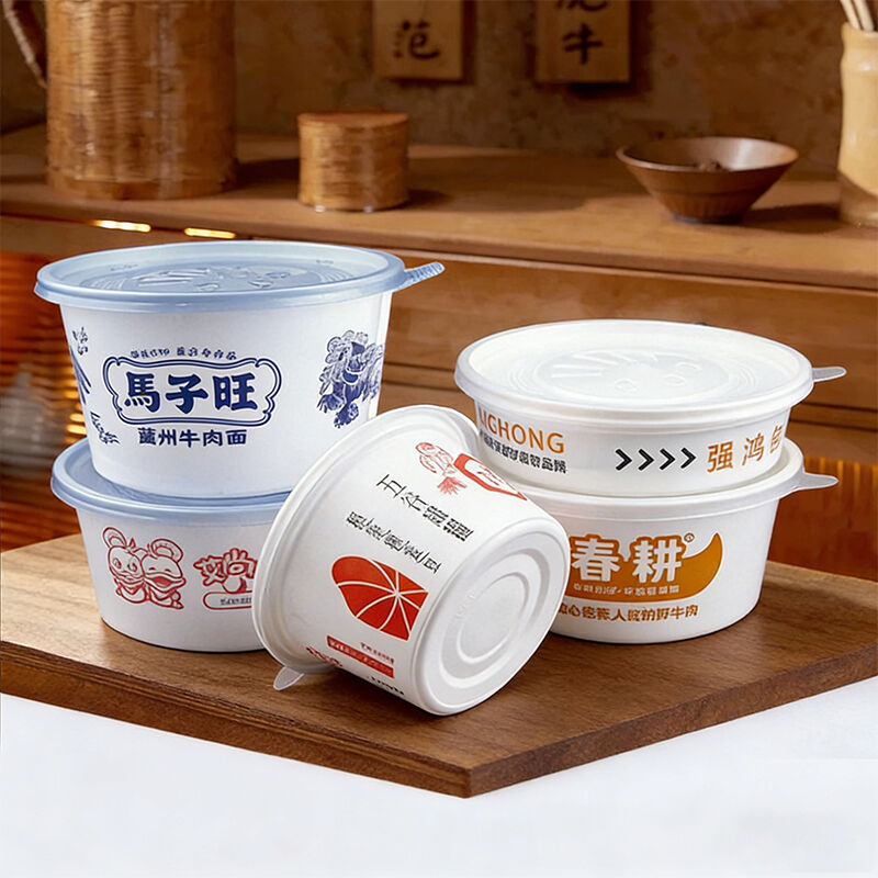 Food-Grade PP Thickened White Round Takeout Lunch Box with Lid, Microwave Safe