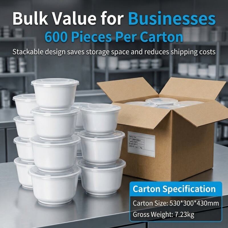 Disposable Thickened White Round Eco-Friendly Bowl for Takeaway Food Packaging