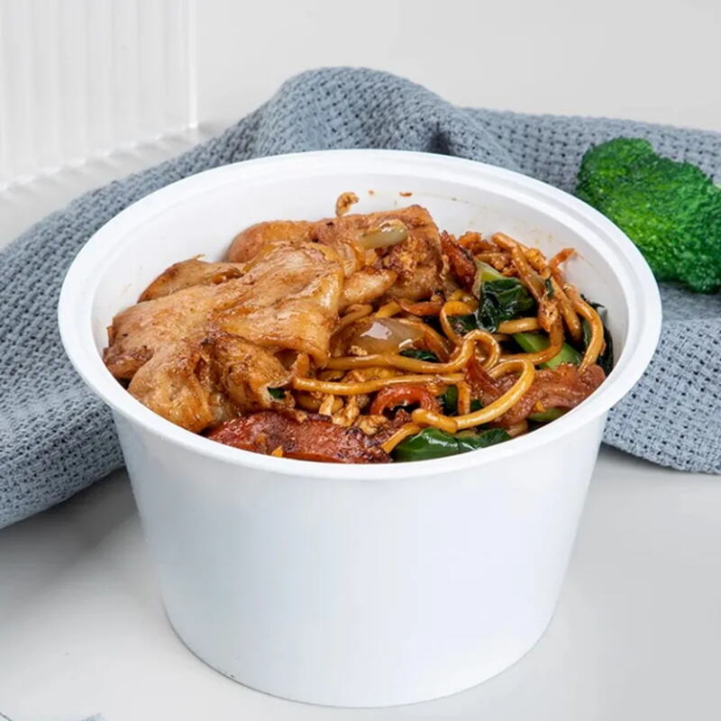1500ML FDA-Approved White Plastic Round Takeaway Bowl - 200 Sets/CTN Leakproof Microwave-Safe Container