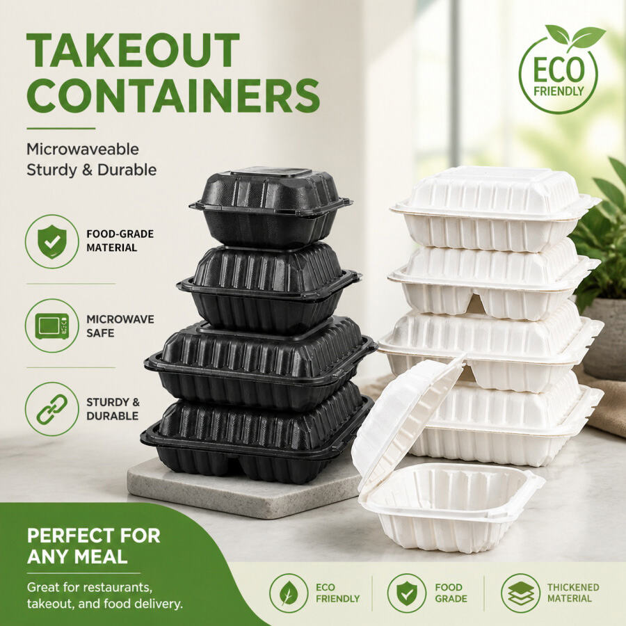 Eco-Friendly Black & White MFPP Disposable Lunch Hamburger Box