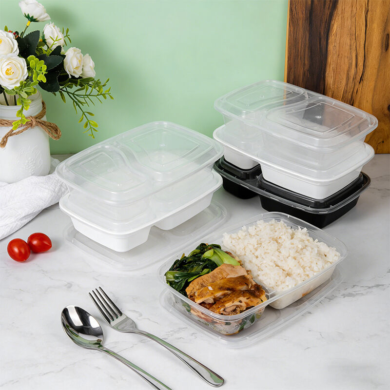 Disposable Food-Grade PP Lunch Box with Lid | Microwaveable & Reusable American-Style Bento Box