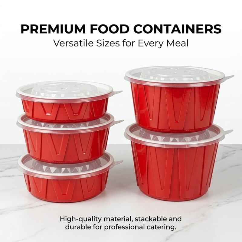 Customizable Red & White Disposable Lunch Containers Wholesale Takeout Packaging