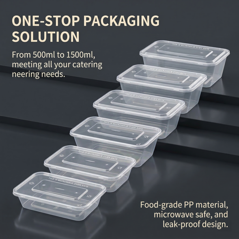 Fiambrera desechable de polipropileno (PP), de 500 ml a 1000 ml, rectangular, de grado alimentario, para preparación de comidas y almacenamiento de alimentos