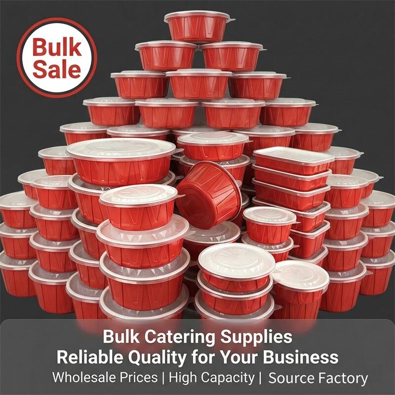 Heavy Duty Red White Disposable Takeaway Boxes BPA Free Food Packaging