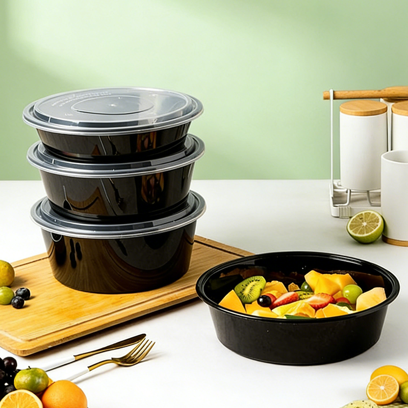 Premium FDA-Approved Plastic Round Takeaway Containers - Leakproof Microwave-Safe Bowls for Catering & Delivery