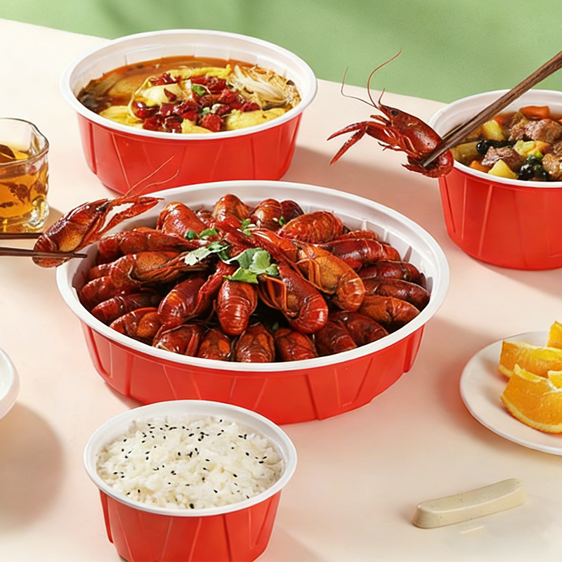 Multi-Capacity FDA-Compliant Plastic Food Containers - Universal Lid Rectangular & Round Takeaway Boxes (300PCS/CTN)