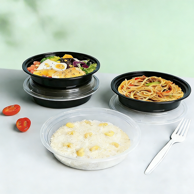 Professional FDA-Compliant Plastic Round Takeaway Bowls - Transparent Leakproof Microwave-Safe Containers
