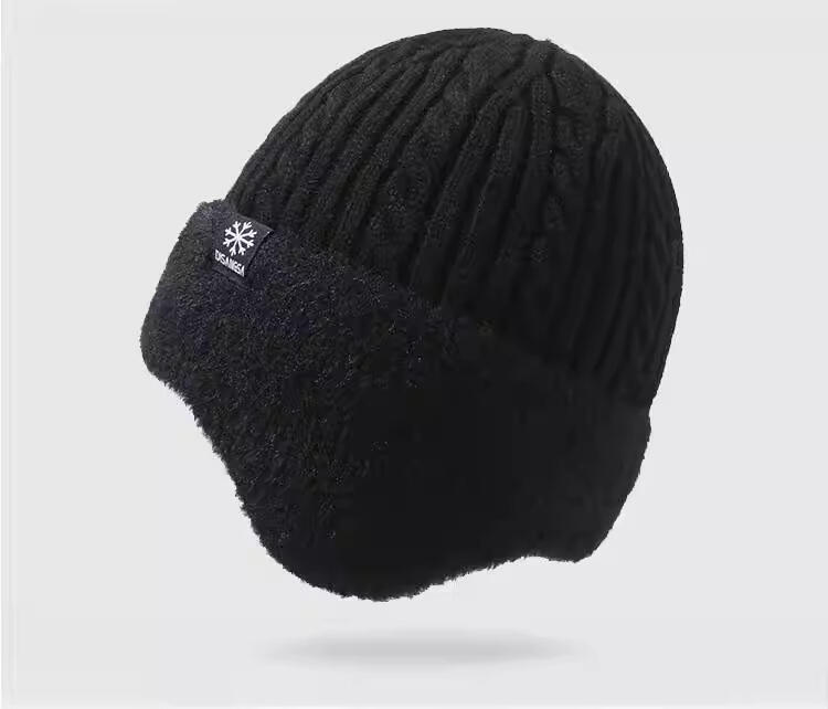 Black Ear Protect Beanie Hat For Sale