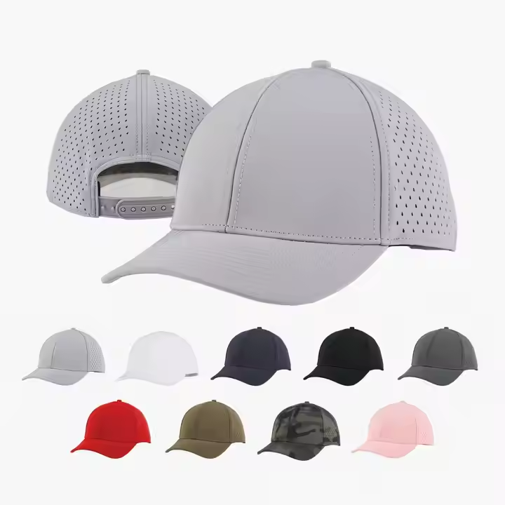 2025 Custom Logo Quick Dry Running Cap Laser Cut Perforation Hole Golf Sports Baseball Cap