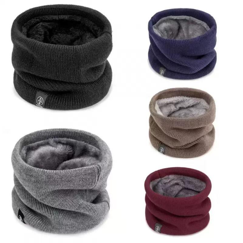 Solid Color Knitted Neck Warmer With Fleece