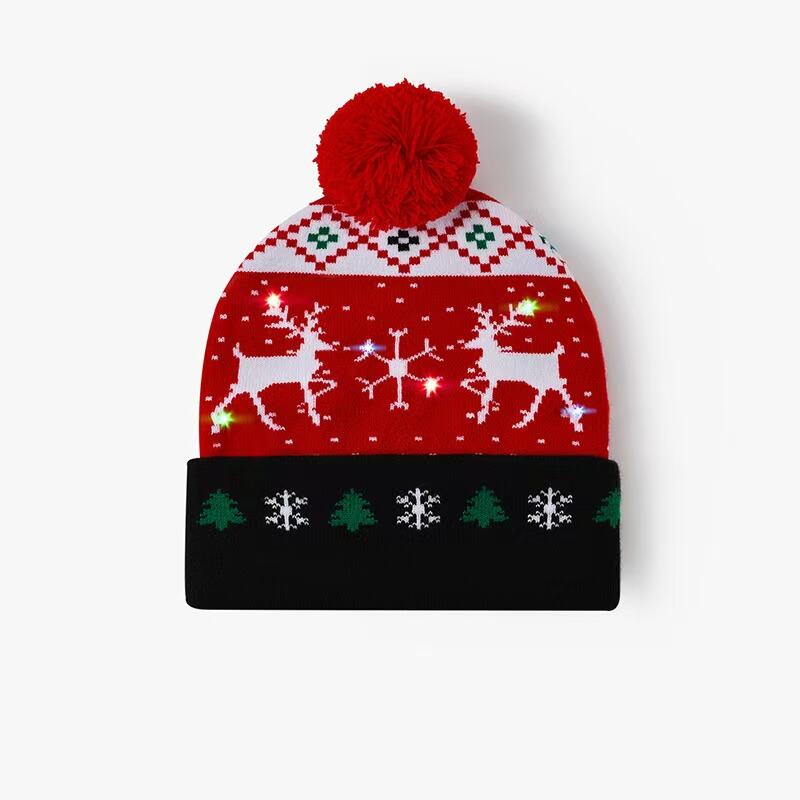 Acrylic with Spandex LED Knitted Christmas Beanie