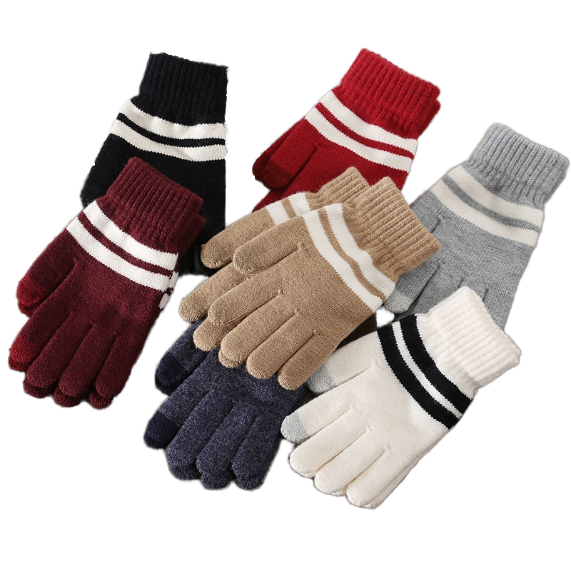 Striped Acrylic Knitted Magic Gloves For Wholesale