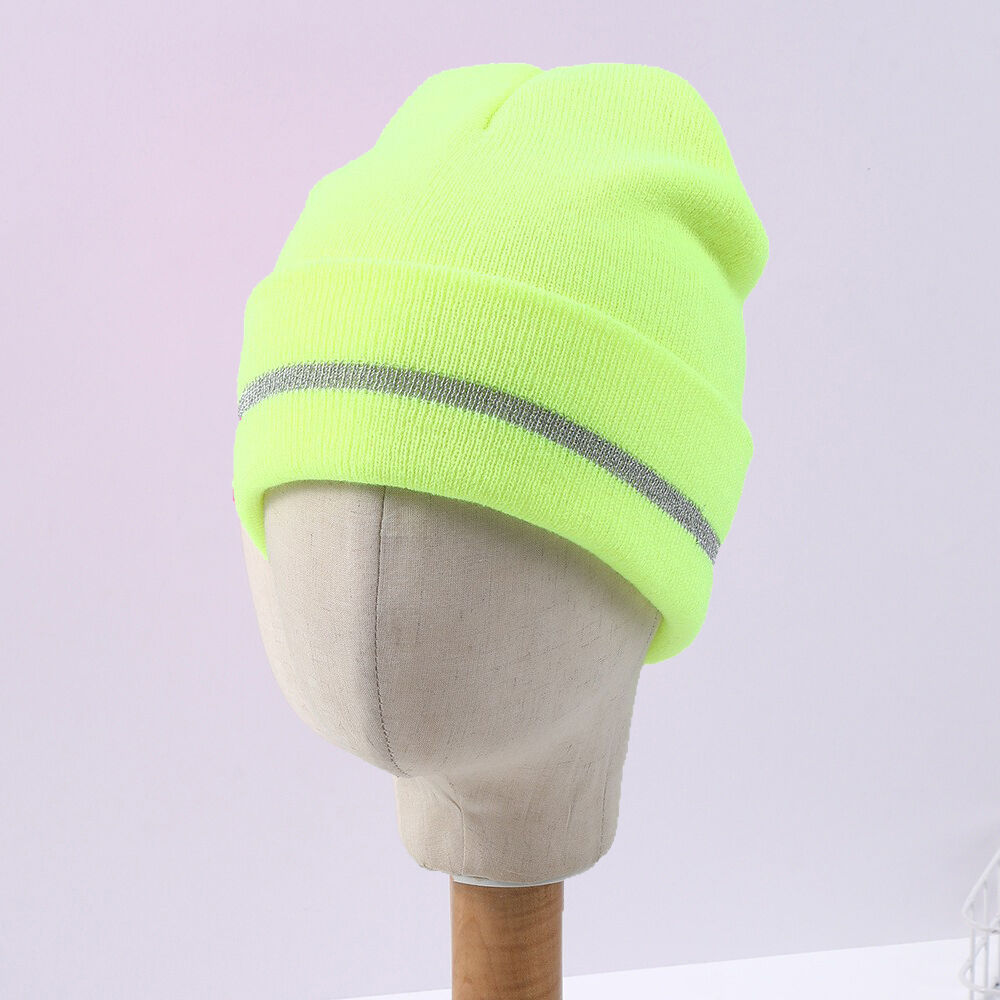 Winter Reflective Stripe Beanie Hat With Factory