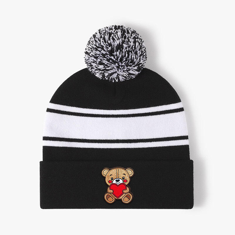 Pompom Jacquard Beanie Hat For Sale