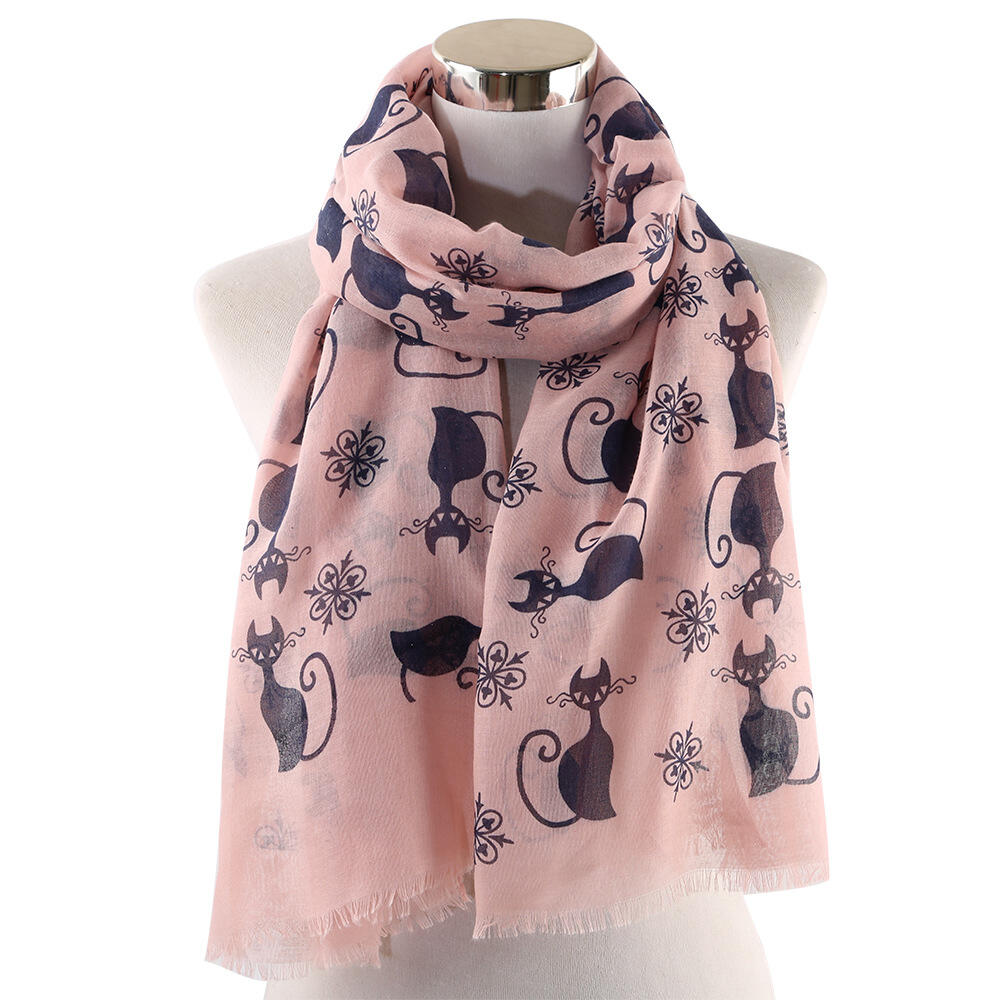 Printed Cats Polyester Beach Scarf For Wholesale