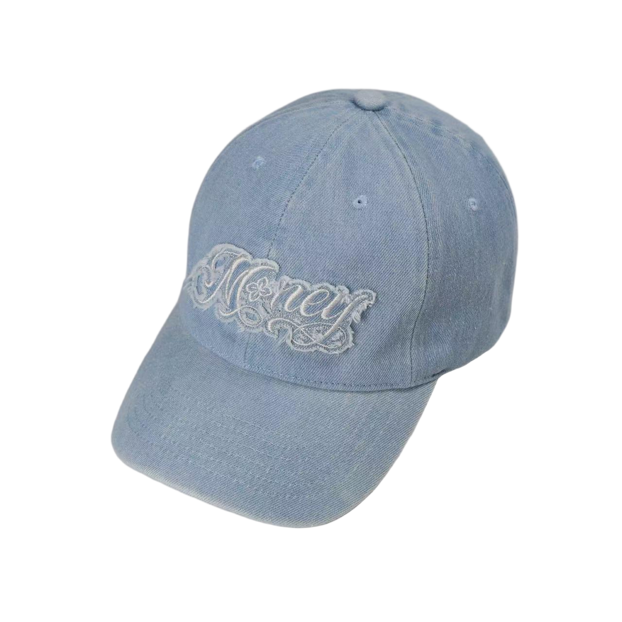 Høykvalitets vasket bomull blå 6-panel jeans lue