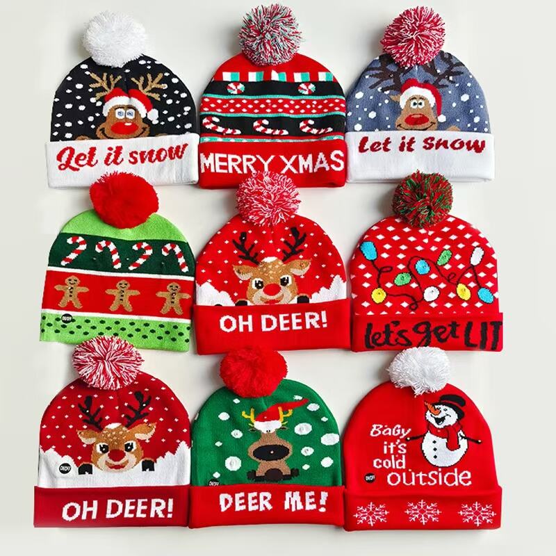 Colorful LED Acrylic Christmas Beanie for Normal Use