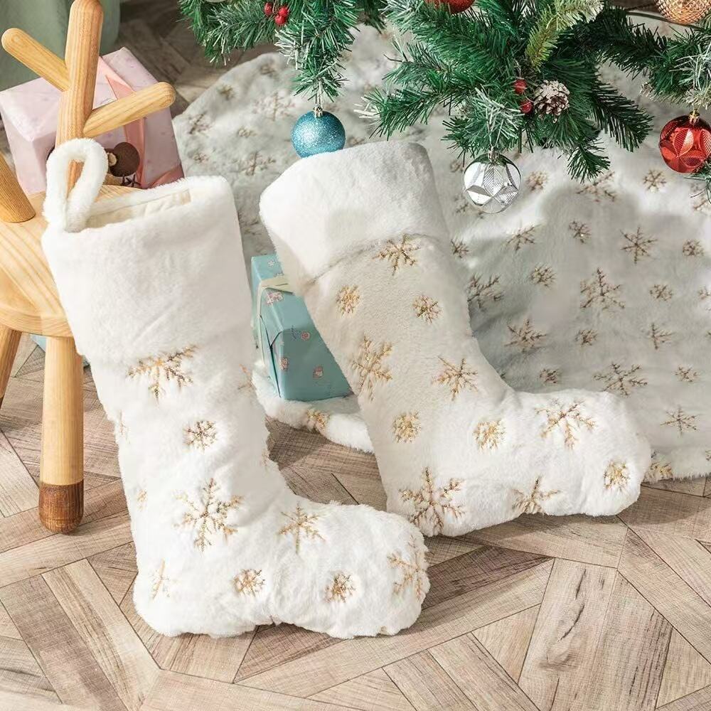 Fuzzy Sequined Christmas Stockings for Christmas Use