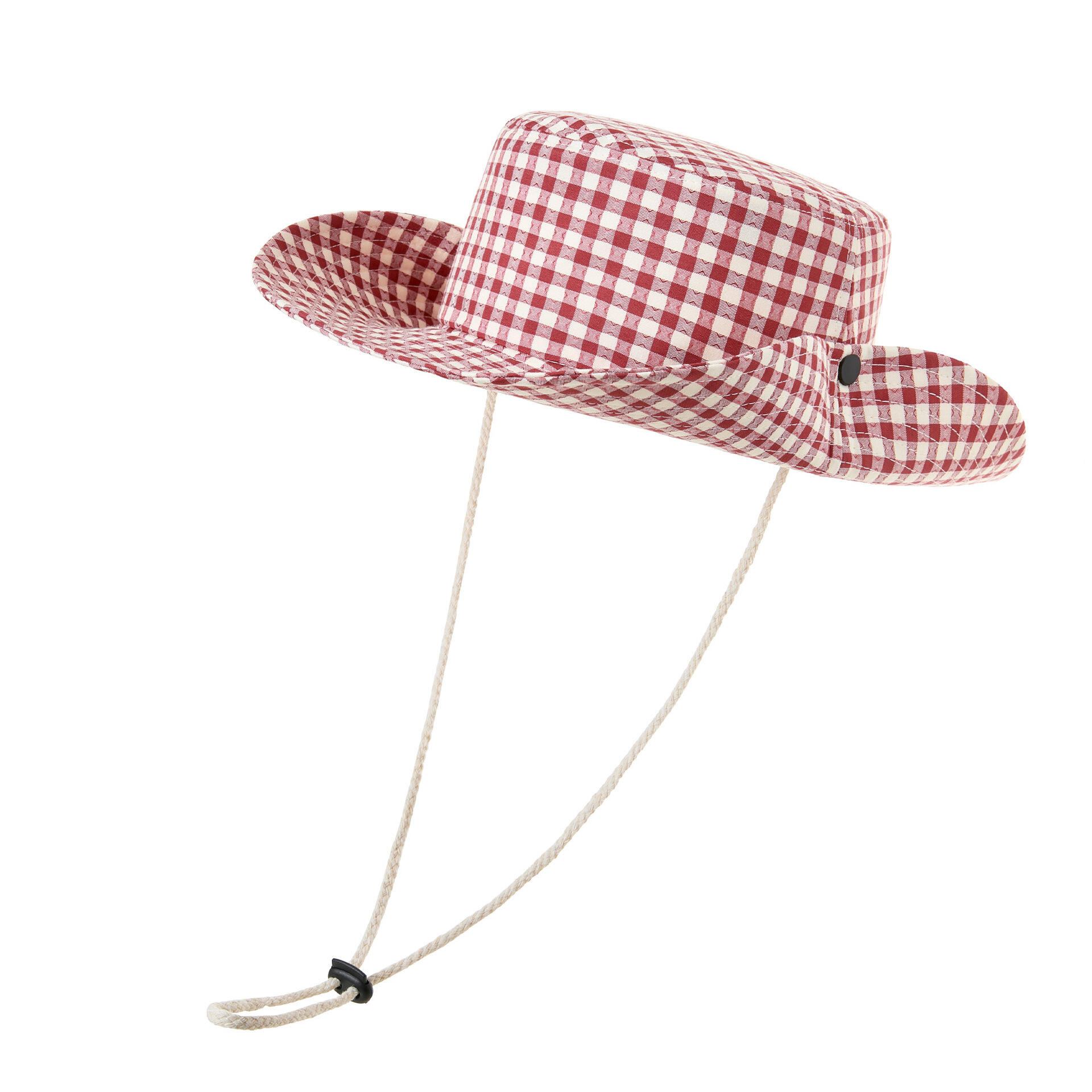 Custom Logo Checkered Bucket Hat with Windproof rope