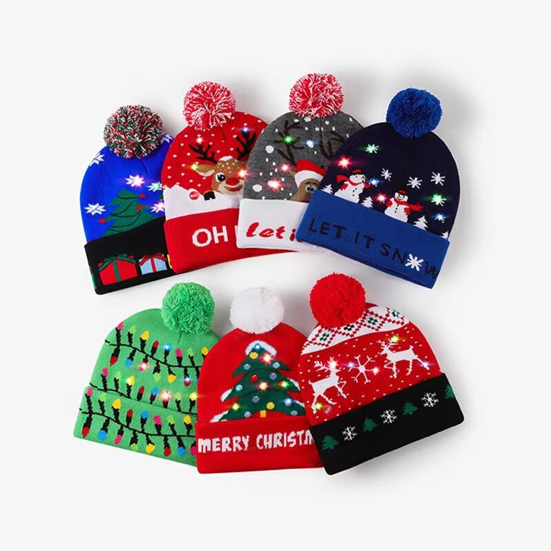 Knitted Acrylic LED Christmas Beanie for Normal Use